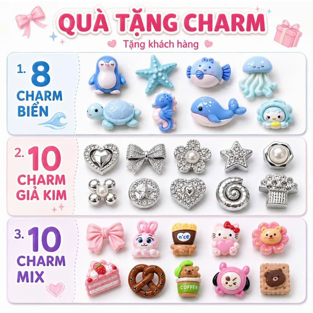[Quà tặng Charm] Set Charm Gắn Dép Sục Phụ Kiện Trang Trí Dép EVA Dép Sục Nhiều Mẫu Dễ Thương
