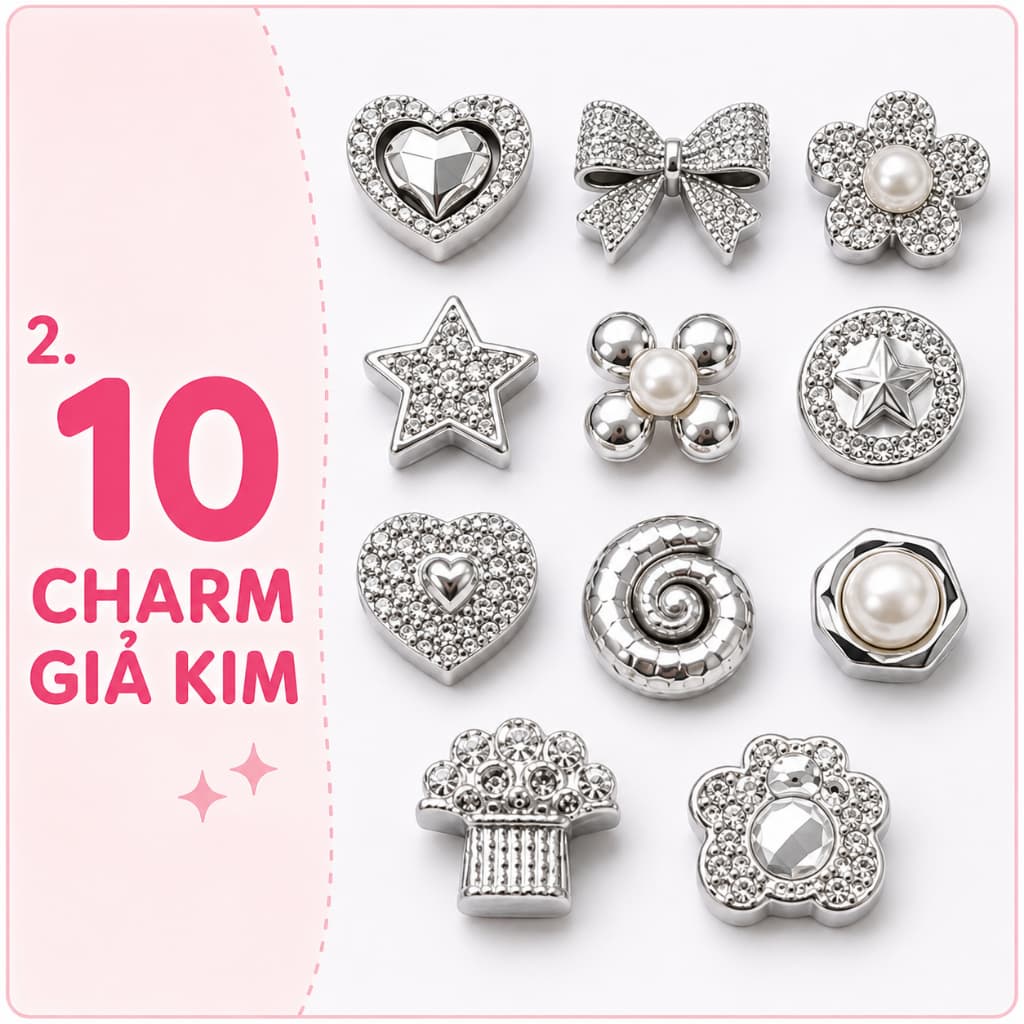 [Quà tặng Charm] Set 10 Charm Giả Kim Gắn Dép Sục Ngẫu Nhiên Phụ Kiện Trang Trí Dép EVA Dép Sục Nhiều Mẫu Dễ Thương
