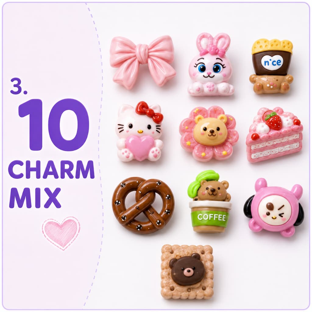 [Quà tặng Charm] Set 10 Charm Mix Gắn Dép Sục Ngẫu Nhiên Phụ Kiện Trang Trí Dép EVA Dép Sục Nhiều Mẫu Dễ Thương