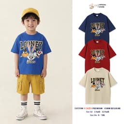 (9KG-100KG) Áo thun bé trai ISEE VN cotton 4 chiều thoáng mát hình hoạt hình LOONEY TUNES dáng regular premium 1