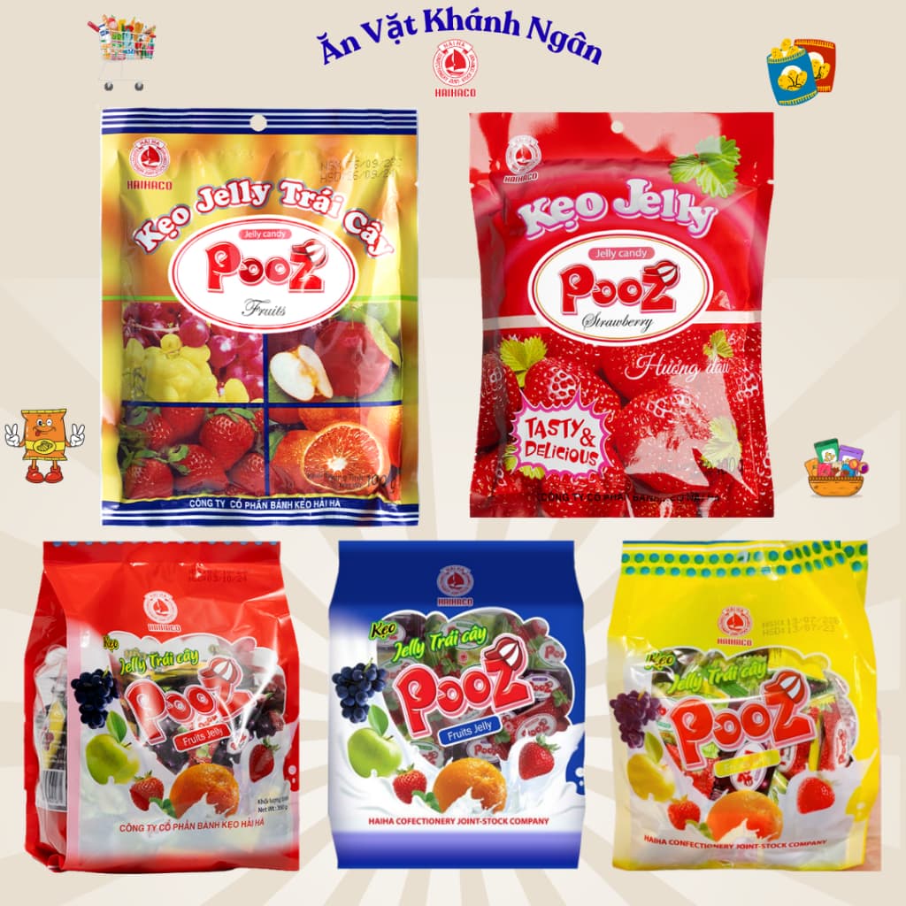 Kẹo Dẻo Jelly Trái Cây Pooz Hải Hà Gói 100g - 350g - HÀNG CHÍNH HÃNG