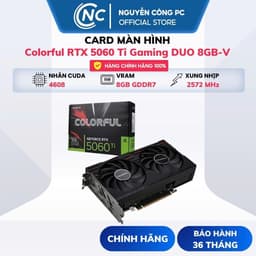 Card màn hình Colorful GeForce RTX 5060 Ti Gaming DUO 8GB-V - NEW - BH 36 Tháng 1