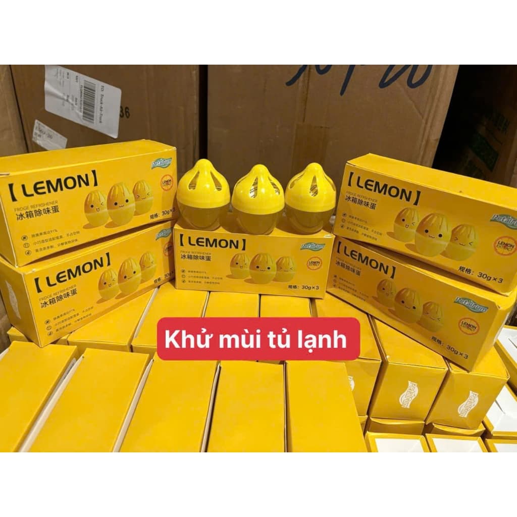 Khử Mùi Tủ Lạnh Lemon Hộp 3 Viên 30g - Khử Mùi Hôi, Kháng Khuẩn, Giữ Thực Phẩm Tươi Lâu, Dùng Cho Ngăn Mát & Ngăn Đông