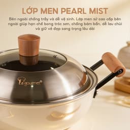 Chảo gang tráng men thủ công La gourmet, chống dính tự nhiên an toàn sức khỏe 3