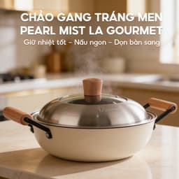 Chảo gang tráng men thủ công La gourmet, chống dính tự nhiên an toàn sức khỏe 1