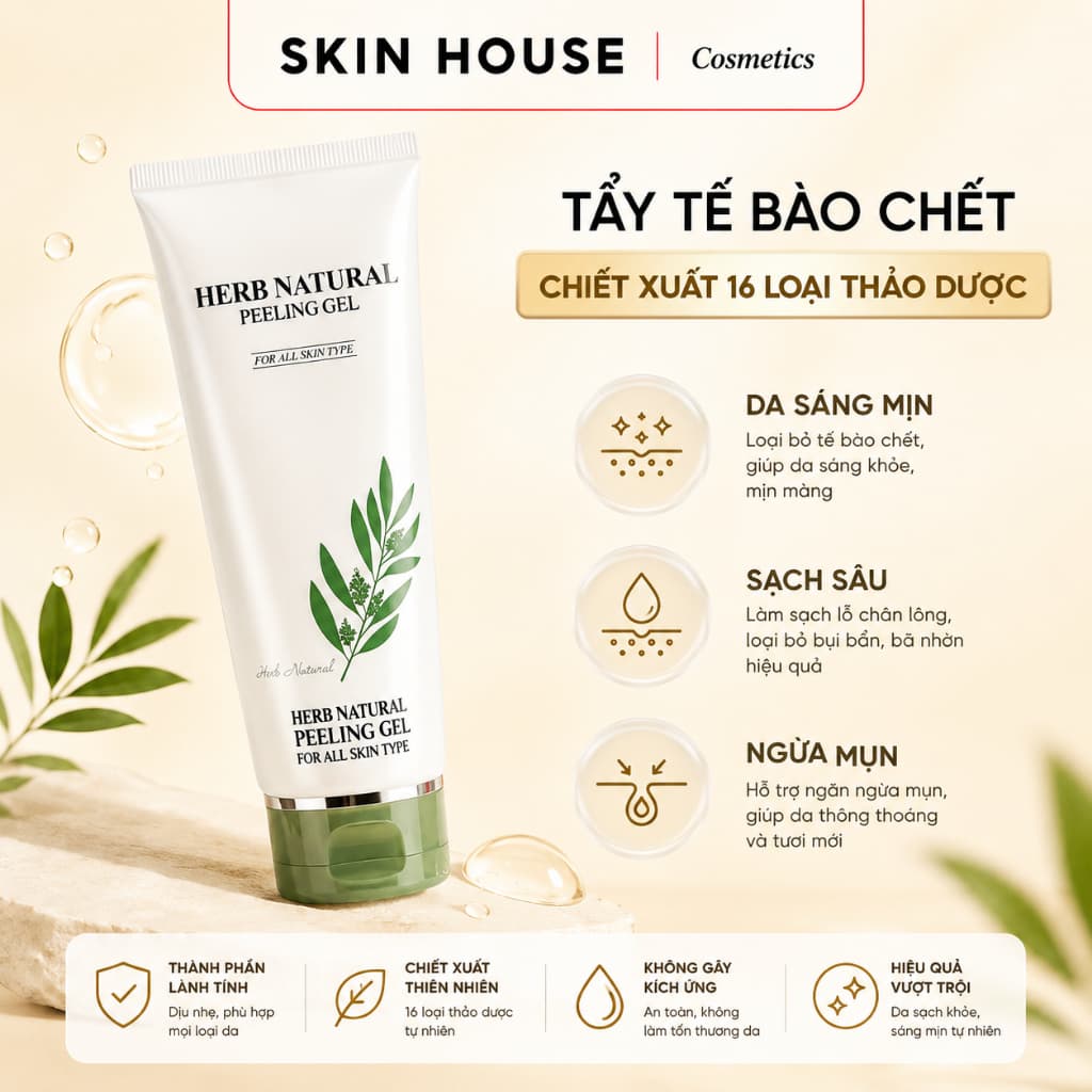 Gel tẩy tế bào thảo dược Dr Pepti 130ml ngừa mụn, sáng da Skin House