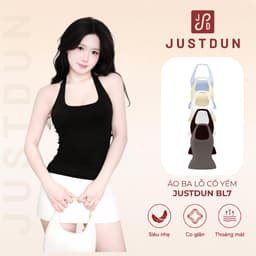 Áo cổ yếm ba lỗ ôm body 2 lớp cotton mịn basic Justdun BL7 1