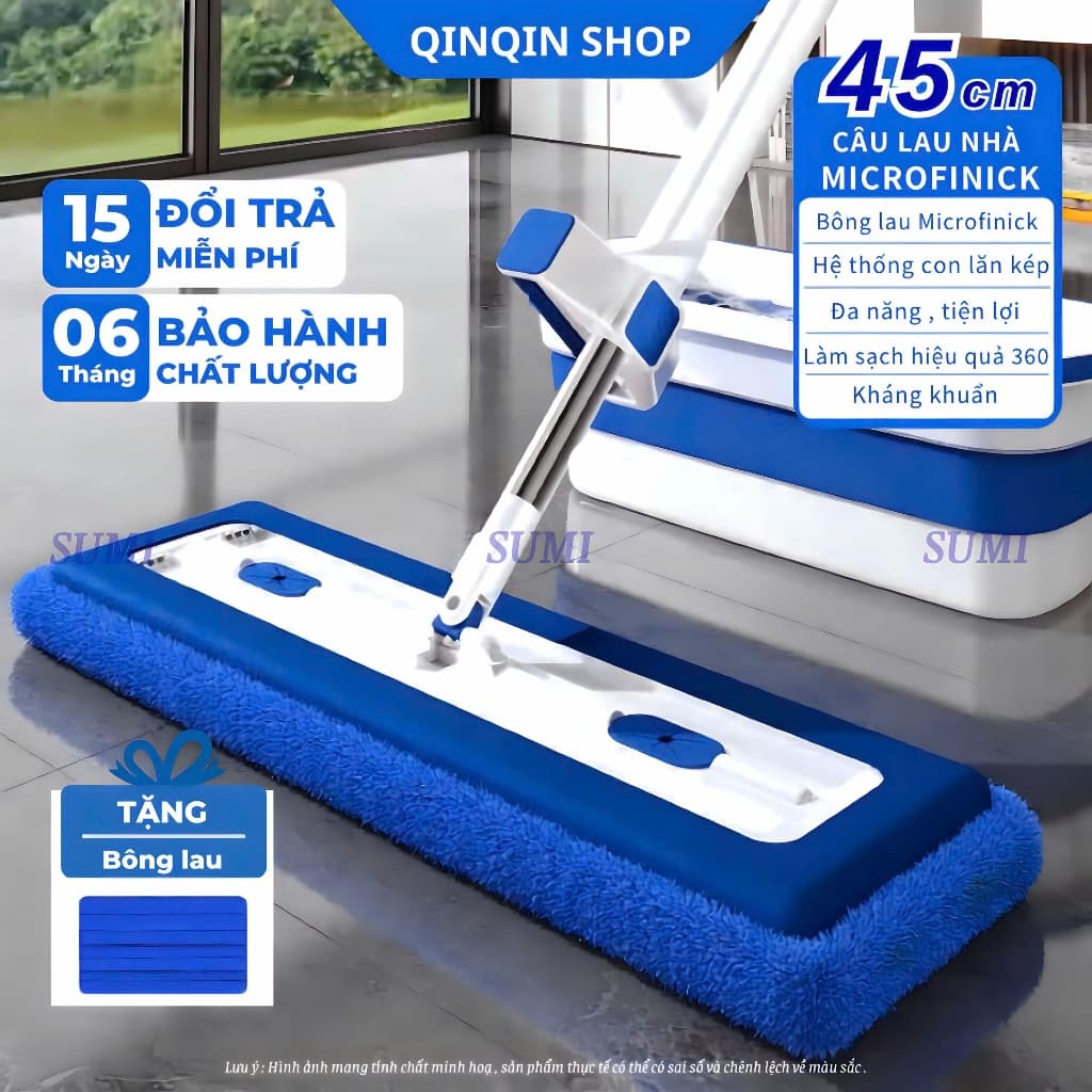 Bộ Cây Lau Nhà Mirofinick Tự Vắt SUMI Thế Hệ Mới, Cây Chổi Lau Nhà Đa Năng Làm Sạch Thông Minh