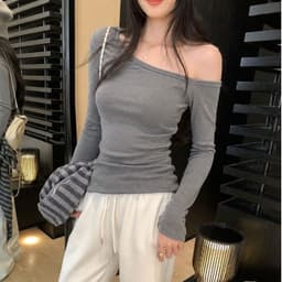 [Có Bigsize 45-85kg] Áo Thun Nữ Trễ Vai Tay Dài Limo Form Ôm Body Thun Gân Co Giãn Sang Chảnh MS290 4