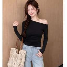 [Có Bigsize 45-85kg] Áo Thun Nữ Trễ Vai Tay Dài Limo Form Ôm Body Thun Gân Co Giãn Sang Chảnh MS290 3