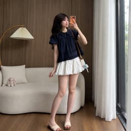 Áo babydoll kiểu nữ gấu bèo 2 tầng bánh bèo điệu đà, phong cách Hàn Quốc 5
