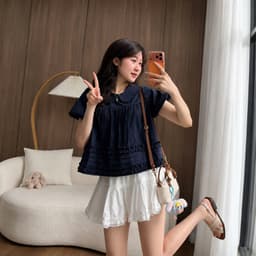 Áo babydoll kiểu nữ gấu bèo 2 tầng bánh bèo điệu đà, phong cách Hàn Quốc 3