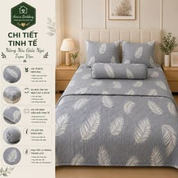 Bộ Chăn Ga Gối Lụa Tencel 5 Món Aniva Bedding 1m6x2m - Ga Bọc Nệm Cao 5-25cm, Mền 200x220cm, Vỏ Gối Ôm Khóa Kéo 7