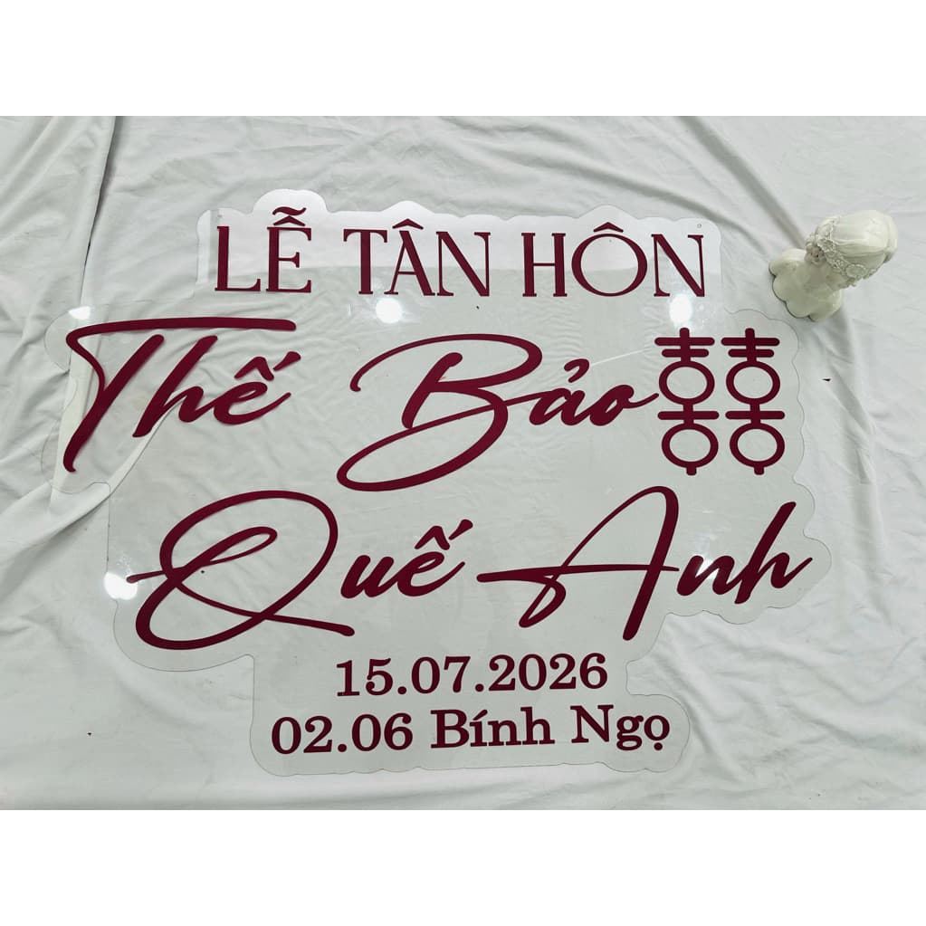 TA 147 - bảng tên đám cưới mica trong/ bảng trang trí gia tiên/ decor tiệc cưới hỏi