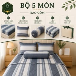 Bộ Chăn Ga Gối Lụa Tencel 5 Món Aniva Bedding 1m8x2m - Ga Bọc Nệm Cao 5-25cm, Mền 200x220cm, Mềm Mại Thoáng Mát 2