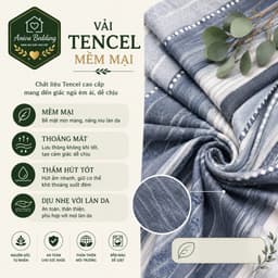 Bộ Chăn Ga Gối Lụa Tencel 5 Món Aniva Bedding 1m8x2m - Ga Bọc Nệm Cao 5-25cm, Mền 200x220cm, Mềm Mại Thoáng Mát 3