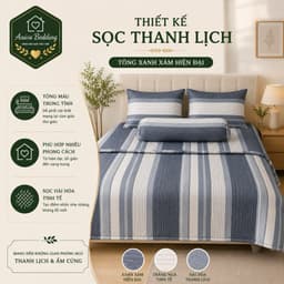 Bộ Chăn Ga Gối Lụa Tencel 5 Món Aniva Bedding 1m8x2m - Ga Bọc Nệm Cao 5-25cm, Mền 200x220cm, Mềm Mại Thoáng Mát 4