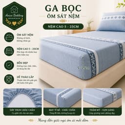 Bộ Ga Gối Lụa Tencel 4 Món Aniva Bedding 1m6x2m - Ga Bọc Nệm Cao 5-25cm, Vỏ Gối Ôm Khóa Kéo, Mềm Mại Thoáng Mát 7