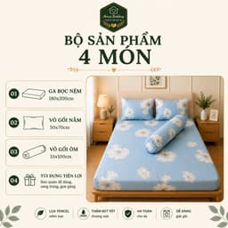 Bộ Ga Gối Lụa Tencel 4 Món Aniva Bedding 1m8x2m -Ga Bọc Nệm Cao 5-25cm, Vỏ Gối Ôm Khóa Kéo 35x100 2