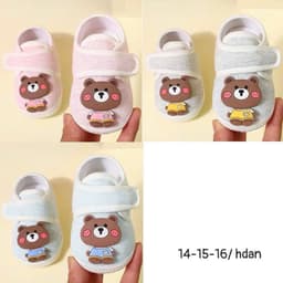 Giày Tập Đi Cho Bé Hình Gấu Panda Đế Mềm Chống Trượt – Giày Sơ Sinh Dán Quai Êm Chân Size 14-16 3