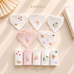 Set 5 Yếm Tam Giác Xô Muslin cao cấp 2 Lớp – Yếm Thấm Nước Cho Bé Sơ Sinh Đến 2 Tuổi 7