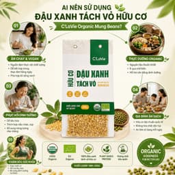 Đậu xanh tách vỏ hữu cơ C'LaVie 200g (Gói) 3