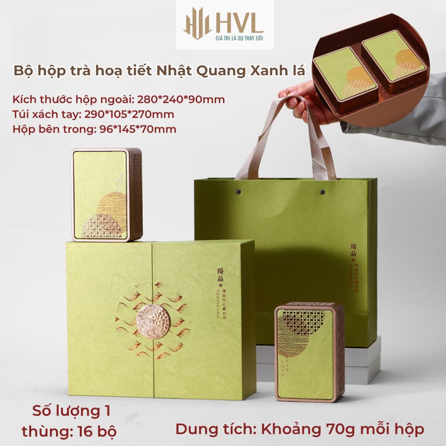 Bộ hộp trà hoạ tiết Nhật Quang cao cấp-HVL