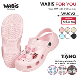 [Tặng Charm + Móc Khóa Chính Hãng] Dép Sục WABIS Đế cao 3cm Không Thấm Nước, Chống Trượt  [WUC-V2][LÙI 1 SIZE] 5