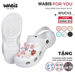 [Tặng Charm + Móc Khóa Chính Hãng] Dép Sục WABIS Đế cao 3cm Không Thấm Nước, Chống Trượt  [WUC-V2][LÙI 1 SIZE] 1