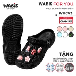 [Tặng Charm + Móc Khóa Chính Hãng] Dép Sục WABIS Kim Cương Đế 3cm Không Thấm Nước, Nhẹ, Êm Chân, Chống Trượt [WUC-V3] 1