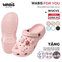 [Tặng Charm + Móc Khóa Chính Hãng] Dép Sục WABIS Kim Cương Đế 3cm Không Thấm Nước, Nhẹ, Êm Chân, Chống Trượt [WUC-V3] 6