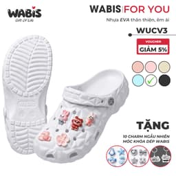 [Tặng Charm + Móc Khóa Chính Hãng] Dép Sục WABIS Kim Cương Đế 3cm Không Thấm Nước, Nhẹ, Êm Chân, Chống Trượt [WUC-V3] 4