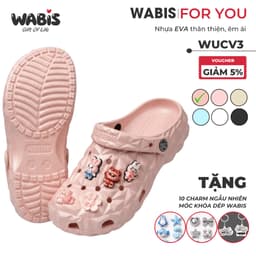 [Tặng Charm + Móc Khóa Chính Hãng] Dép Sục WABIS Kim Cương Đế 3cm Không Thấm Nước, Nhẹ, Êm Chân, Chống Trượt [WUC-V3] 3