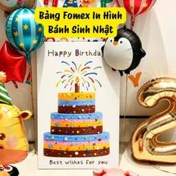 Bảng Fomex F01 In Hình Bánh Sinh Nhật  | Trang Trí Phối Cùng Set Bóng Có Phông 1