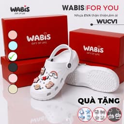 [Tặng Charm + Móc Khóa Chính Hãng] Dép Sục WABIS Unisex Classic V2 Đế Cao 3cm EVA Nguyên Sinh Chống WUC-V2 [LÙI 1 SIZE] 1