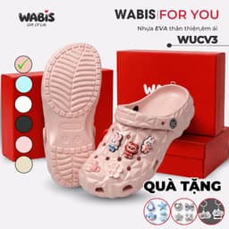 [Tặng Charm + Móc Khóa Chính Hãng] Dép Sục Kim Cương WABIS V3 Đế Cao 3cm Chống Nước Chống Trượt [WUC-V3] 3