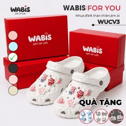 [Tặng Charm + Móc Khóa Chính Hãng] Dép Sục Kim Cương WABIS V3 Đế Cao 3cm Chống Nước Chống Trượt [WUC-V3] 1