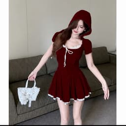 Set Đồ Nữ Bigsize Limo Áo Tay Ngắn Có Nón Phối Chân Váy Xòe Ren Form Phong Cách Hàn Quốc MS296 8