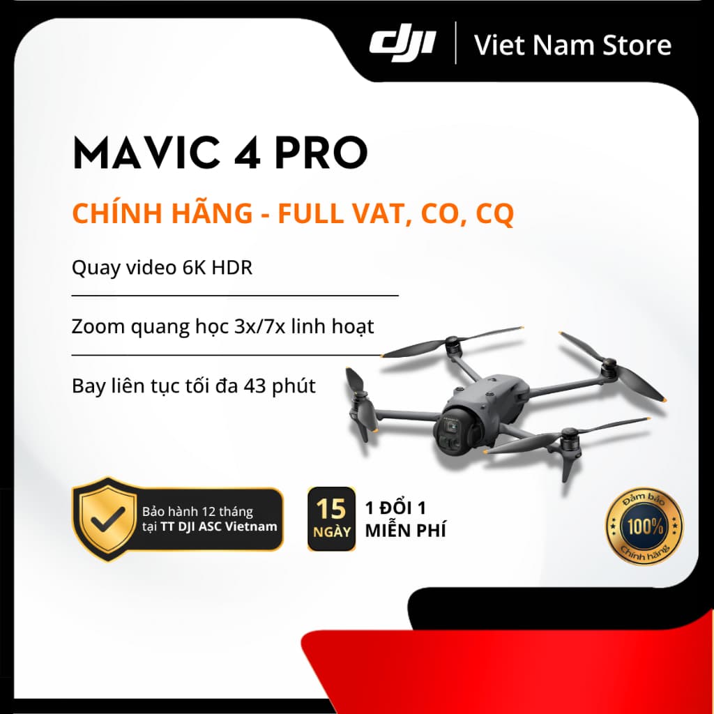 [Full VAT, CO, CQ] Chính Hãng Flycam DJI Mavic 4 Pro | Standard Combo camera Hasselblad 100MP