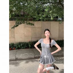Set Đồ Nữ Bigsize Limo Áo Tay Ngắn Có Nón Phối Chân Váy Xòe Ren Form Phong Cách Hàn Quốc MS296 7