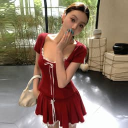 Set Đồ Nữ Bigsize Limo Áo Tay Ngắn Có Nón Phối Chân Váy Xòe Ren Form Phong Cách Hàn Quốc MS296 6