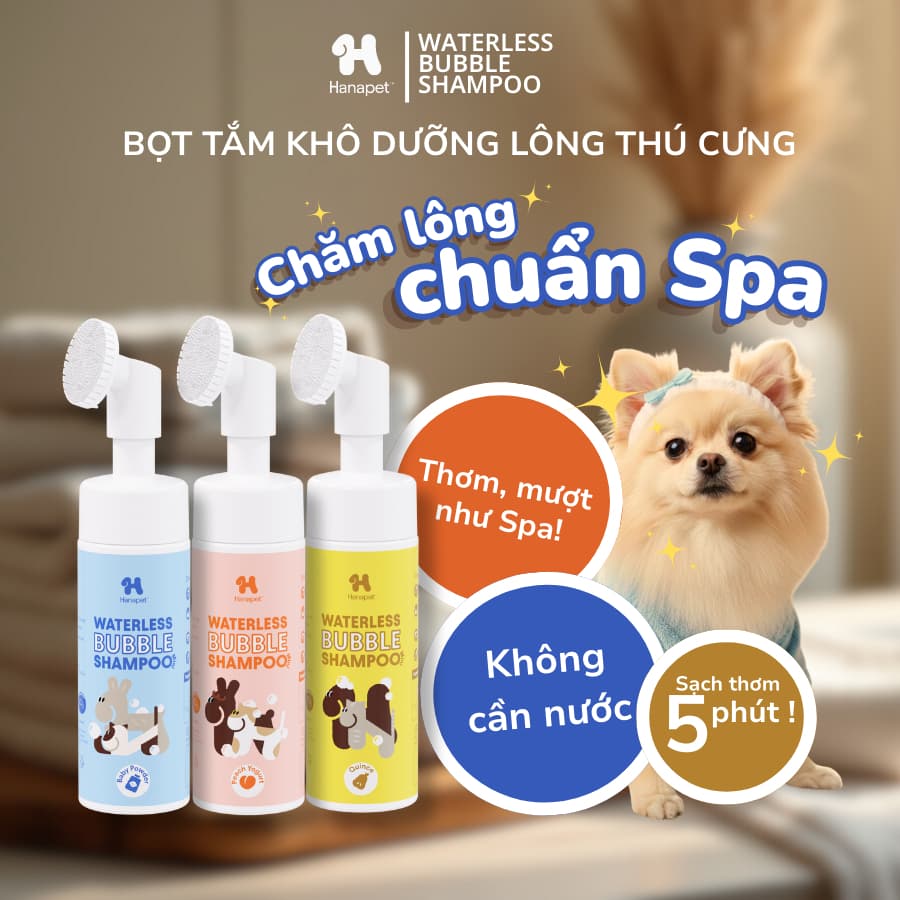 Sữa tắm khô cho chó mèo WBS Mượt Lông Khử Mùi 130ml/320ml lành tính an toàn khi liếm-Méo Chò Uni