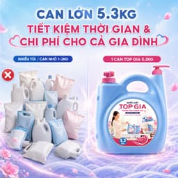 Nước Giặt TopGia Can 5.3KG Đậm Đặc Hương Hoa Sương Mai, Phấn Tinh Khôi Sạch Nhanh, Lưu Hương 100H 3