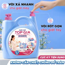 Nước Giặt TopGia Can 5.3KG Đậm Đặc Hương Hoa Sương Mai, Phấn Tinh Khôi Sạch Nhanh, Lưu Hương 100H 5