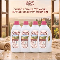 Combo 4 Chai Nước Xả Vải Sapone Hương Hoa Diên Vĩ & Hoa Dại - Thơm Lâu, Mềm Mại, Tinh Túy Ý 1