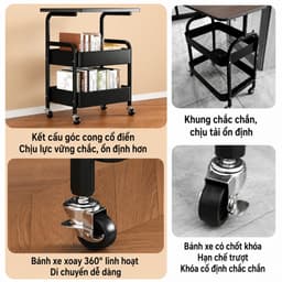 Kệ Đựng Đồ Đa Năng 3/4Tầng, Xe Đẩy Có Bánh Xe, Gọn Gàng Cho Phòng Khách, Phòng Ngủ, Bếp 8