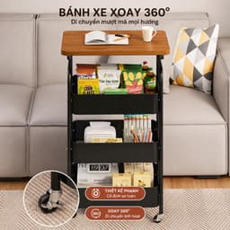 Kệ Đựng Đồ Đa Năng 3/4Tầng, Xe Đẩy Có Bánh Xe, Gọn Gàng Cho Phòng Khách, Phòng Ngủ, Bếp 2