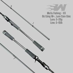"Cần Câu Lure WuTu Fishing V3 Độ Cứng M, Đầu Pu Chống Xoắn - Lựa chọn lý tưởng cho tín đồ câu cá." 1