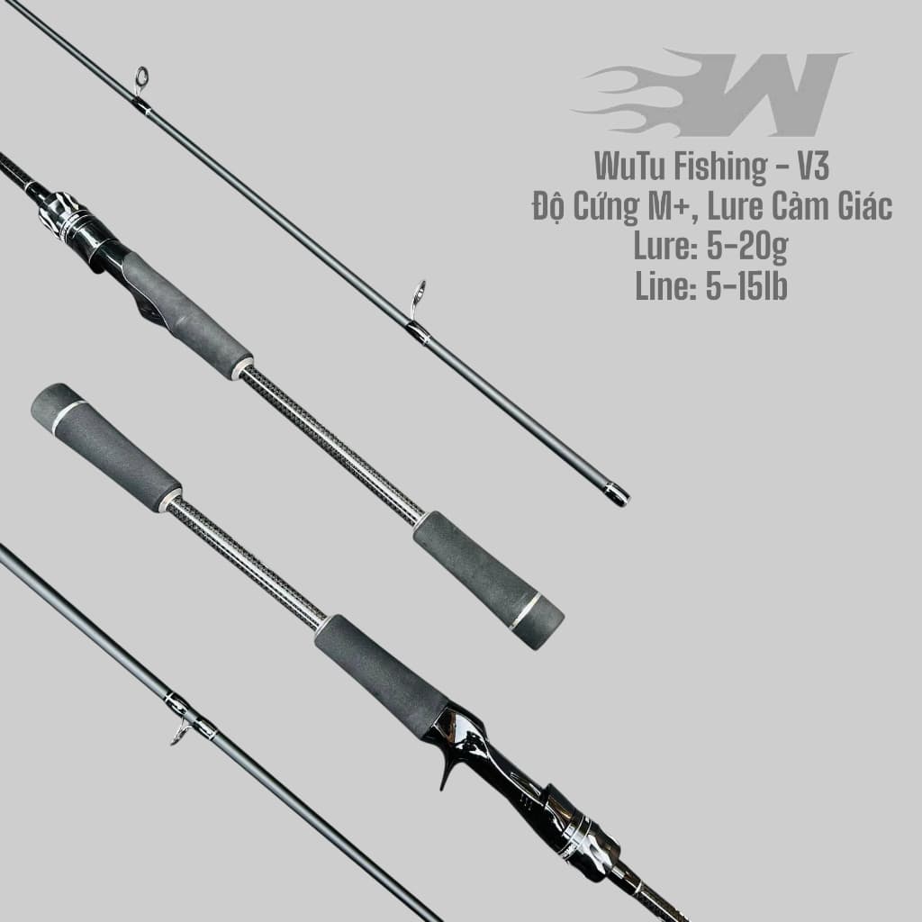 "Cần Câu Lure WuTu Fishing V3 Độ Cứng M, Đầu Pu Chống Xoắn - Lựa chọn lý tưởng cho tín đồ câu cá."