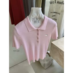 𝑨𝒏𝒏 𝑺𝒕𝒖𝒅𝒊𝒐  𝐖𝐆𝐖𝐄/ Áo Len Mongtoghi Cổ Polo Thêu Cá Sấu 10323, Áo Len Tăm Nữ Cổ Bẻ Tay Ngắn Ôm Dáng Hàn Quốc 6